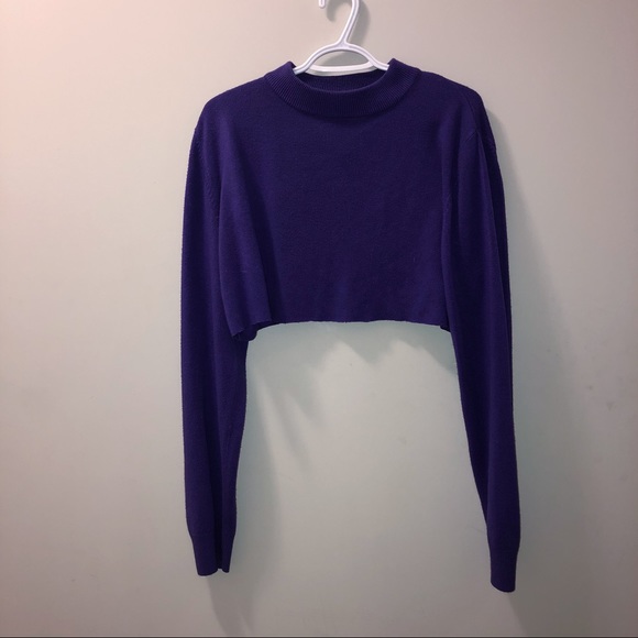 Purple Cropped Sweater - Picture 3 of 4